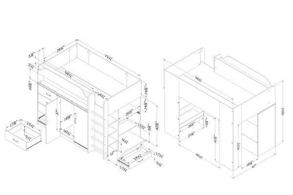 South shore asten store loft bed